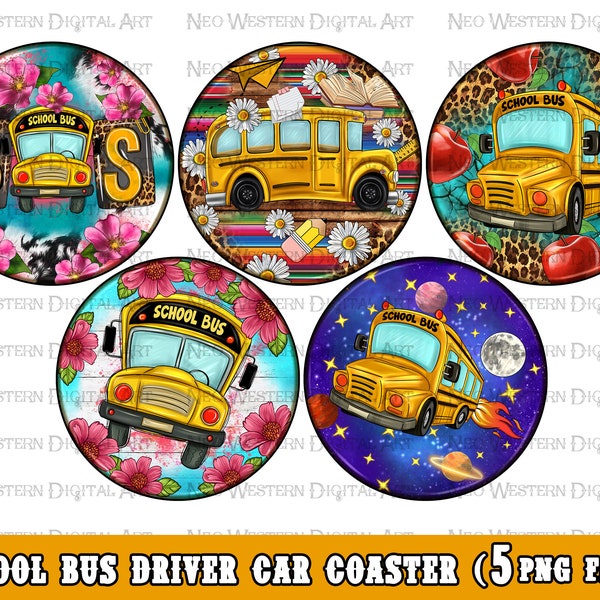 School bus driver car coaster bundle png bundle sublimation design download, back to School png, western bundle png, sublimate download