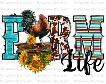 Farm life chicken png sublimation design download, farm life png, western farm png, farm animal png, sublimate designs download