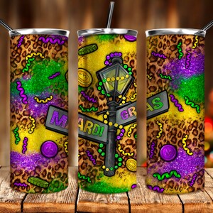 Mardi Gras street lights 20oz skinny tumbler png sublimation design download, Happy Mardi Gras png, western tumbler png, sublimate download