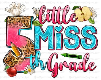Little miss 5e klas png sublimatie ontwerp download, terug naar school png, vijfde klas png, afstuderen png, sublimeer ontwerpen download
