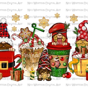 Christmas Gnome Coffee Drink Png,Christmas Sublimation Designs,Christmas png,Coffee Sublimation Png,sublimate designs download