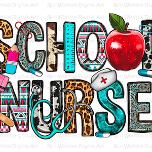 School Nurse png sublimation design download, western Nurse png, Nurse png design, Nurse life png, Nursing png, sublimate designs download