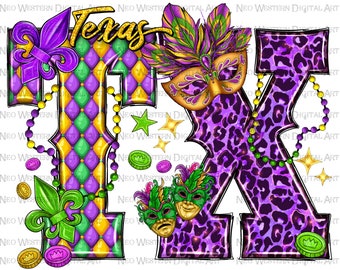 Texas Mardi Gras png sublimation design download, Happy Mardi Gras png, Texas state png, sublimate designs download
