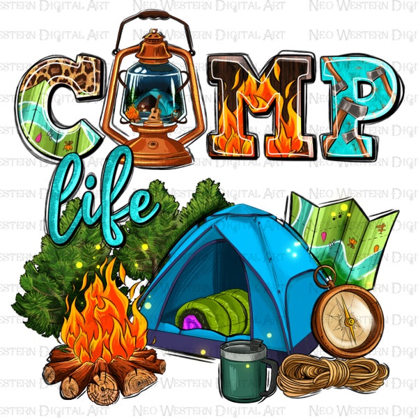 Camp life with tent png sublimation design download, camping png, camp love png, western camp png, happy camper png, sublimate download