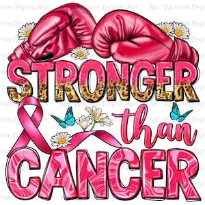 Stronger than Cancer png sublimation design download, boxing gloves png, Breast Cancer png, Cancer Awareness png, sublimate designs download