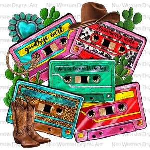 Western Country cassette png sublimation design download, Cowboy cassette png, western cassette png,  sublimate designs download