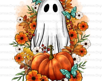 Fall ghost png sublimation design download, Fall pumpkin png, Hello Fall png, Fall vibes png, sublimate designs download