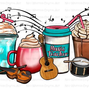 Music Teacher coffee cups png sublimation design download, Teacher&#39;s Day png, coffee cups png, Teacher life png, sublimate designs download