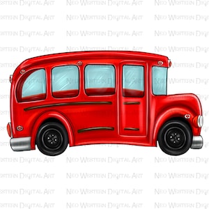 Red School bus png sublimation design download, western school png, school bus png, bus driver png, school life png, sublimate download
