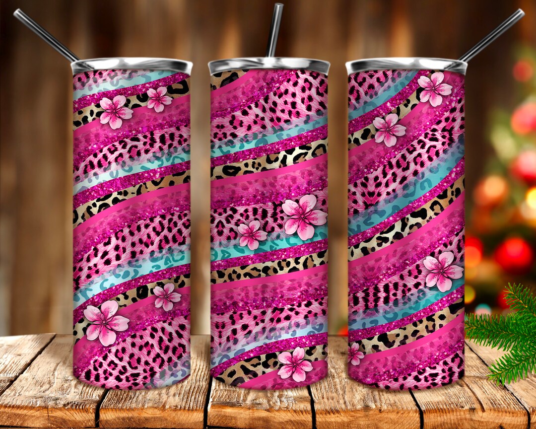 Hot Pink Leopard Glitter 20oz Skinny Tumbler Png Sublimation Design ...