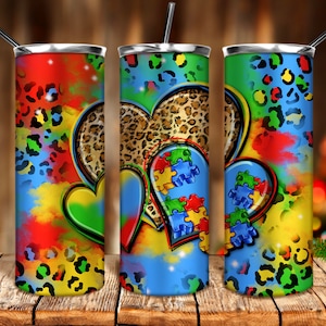 Autism hearts 20oz tumbler png sublimation design download, Autism awareness png, western tumbler png, Autism life png, sublimate download