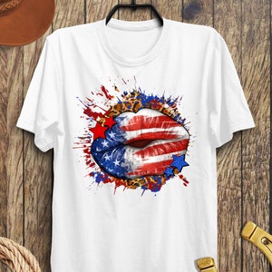 Leopard American flag lips png sublimation design download, 4th of July png, Independence Day png, USA flag png, sublimate designs download image 2