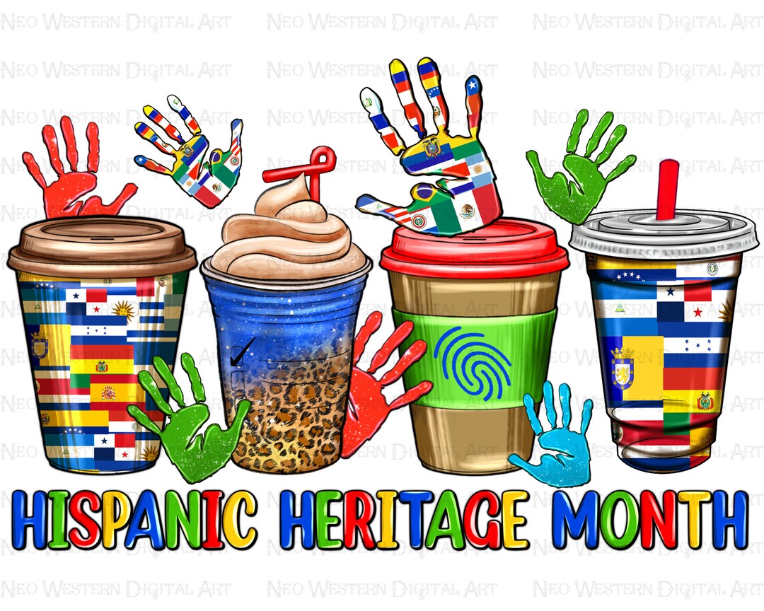 Hispanic Heritage Month Coffee Cups Png Sublimation Design Download