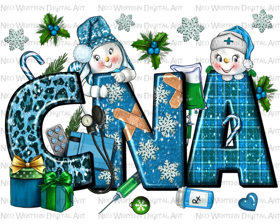 CNA Winter Png Sublimation Design Download, CNA Nurse Png, Winter Nurse