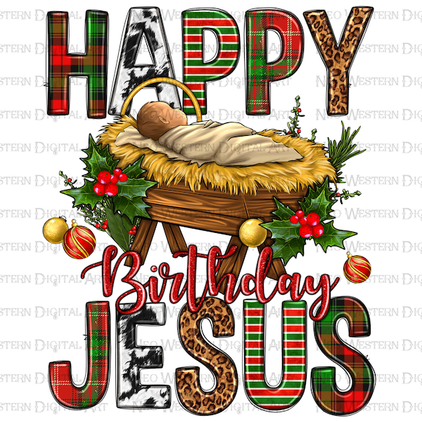 Happy Birthday Jesus Christmas png sublimation design download, Christmas png, baby Jesus png, Christmas png, sublimate designs download