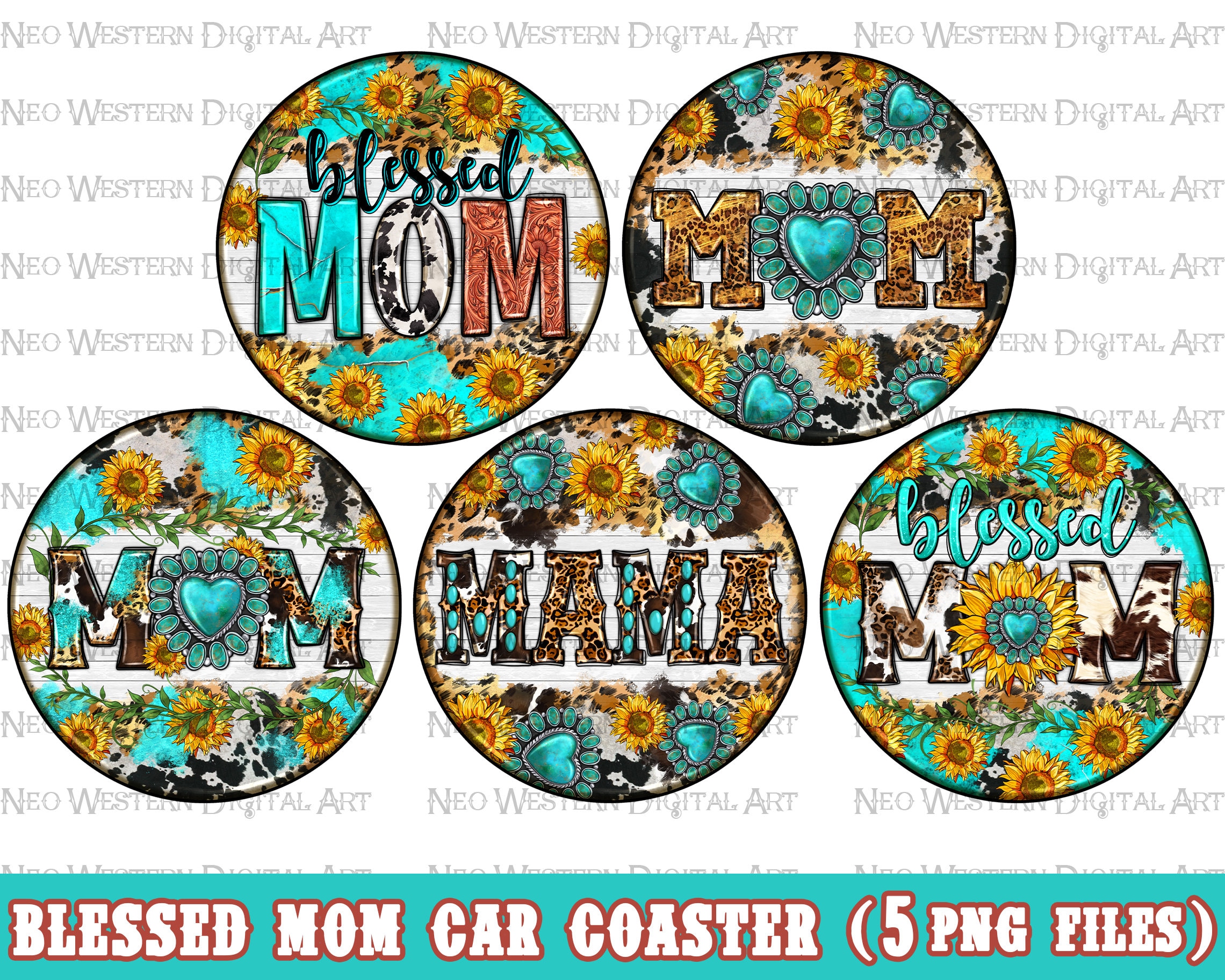 Blessed Mom Car Coaster Sublimation Transfer