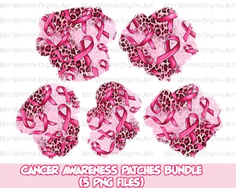 Breast Cancer Awareness patches png sublimation design bundle, ribbon patches png, Cancer ribbon png, sublimate designs download
