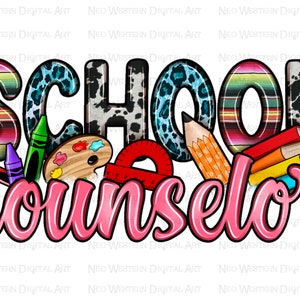 School counselor png sublimation design download, back to school png, western school png, school life png, sublimate designs download