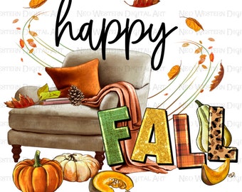 Happy Fall png sublimation design download, cozy season png, Fall leaves png, Hello Fall png, Autumn png, sublimate designs download