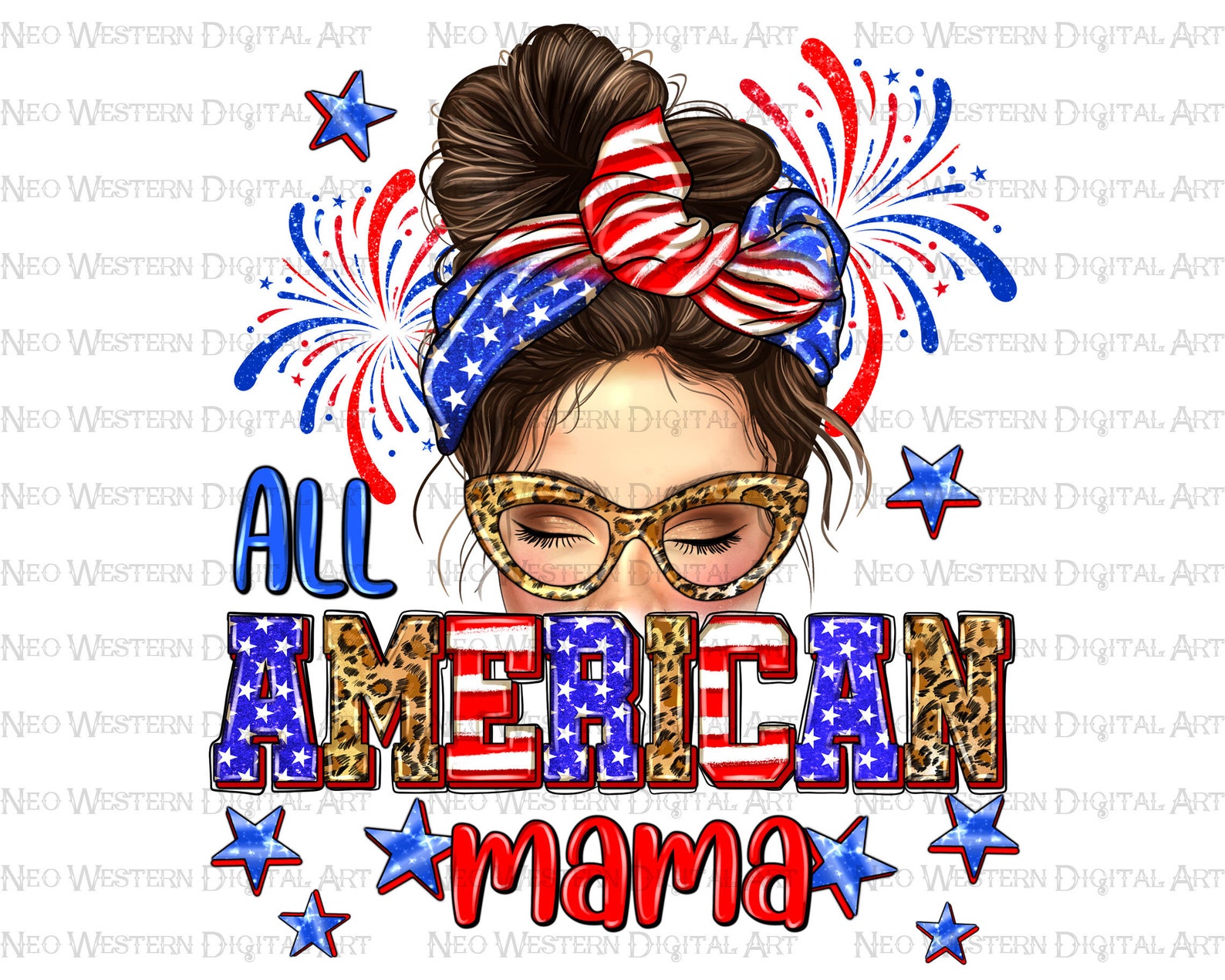 All American Mama Png Sublimation Design Download, 4th of July Png ...