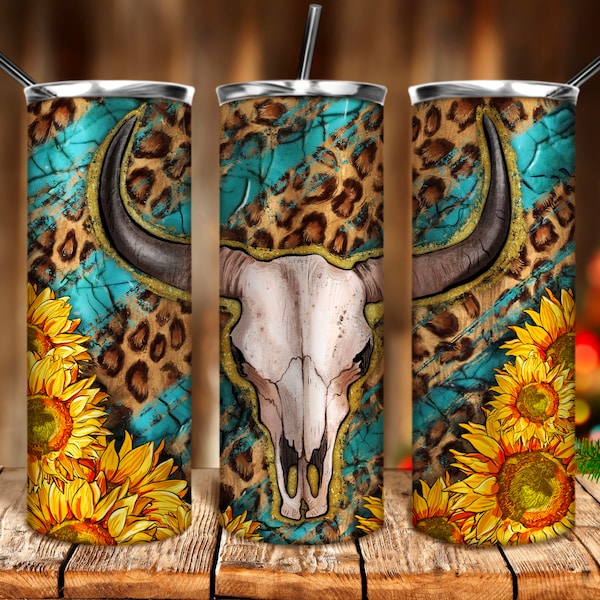 Bull skull gemstone tumbler png 20oz tumbler sublimation design download, bull skull png, western tumbler png, sublimate designs download