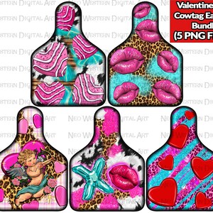 Valentine love cowtag png sublimation design bundle, Happy Valentine&#39;s Day png, western cowtag earrings png, sublimate designs download