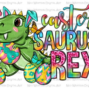 Easter Saurus Rex png sublimation design download, Happy Easter png, Saurus Rex png, Easter Dinosaur png, sublimate designs download