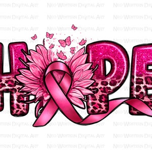 Hoffnung png Sublimation Design download, Brustkrebs png, Cancer Awareness png, Cancer Sonnenblume png, sublimieren designs download