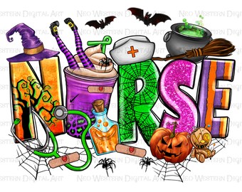 Halloween Nurse coffee cup png sublimation design download, Happy Halloween png, spooky coffee cup png, sublimate designs download