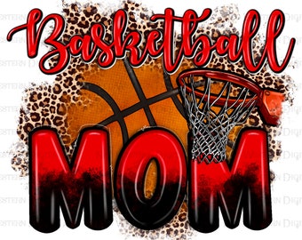 Basketball Mom red and black png sublimation design download, Basketball game png, sport mom png, game day png, sublimate designs download