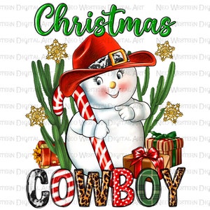 Christmas cowboy png sublimation design download, Christmas png, Christmas snowman png, cowboy snowman png, sublimate designs download