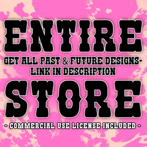 May include: A pink and white tie-dye background with black text that reads "ENTIRE GET ALL PAST & FUTURE DESIGNS- LINK IN DESCRIPTION STORE - COMMERCIAL USE LICENSE INCLUDED -"