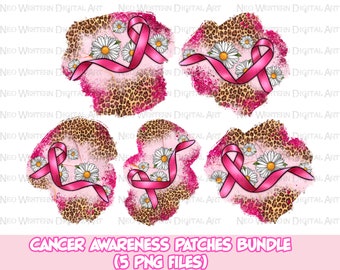Breast Cancer Awareness patches png sublimation design bundle, western patches png, Cancer ribbon png, sublimate designs download