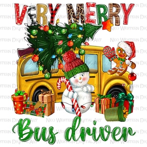 Verry Merry bus driver png sublimation design, Back to School png, Christmas school bus png, school png, sublimate designs download