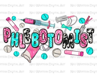 Phlebotomist png sublimation design download, Medical png, western Phlebotomist png, Nurse life png, Nursing png, sublimate download