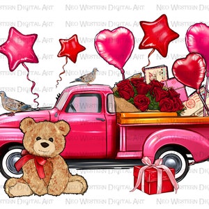 Valentine truck png sublimation design, Valentine&#39;s Day png, love truck png, Valentine&#39;s png, sublimate designs download