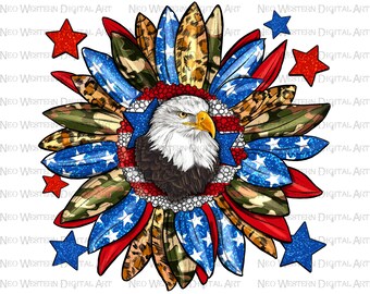 American flag sunflower png sublimation design download, 4th of July png, Independence Day png, USA Eagle png, sublimate designs download