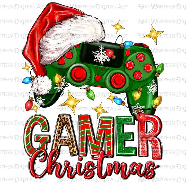 Gamer Christmas Game Controller png sublimation design télécharger, Noël png, Jeu de Noël png, Game Controller png, télécharger sublimé