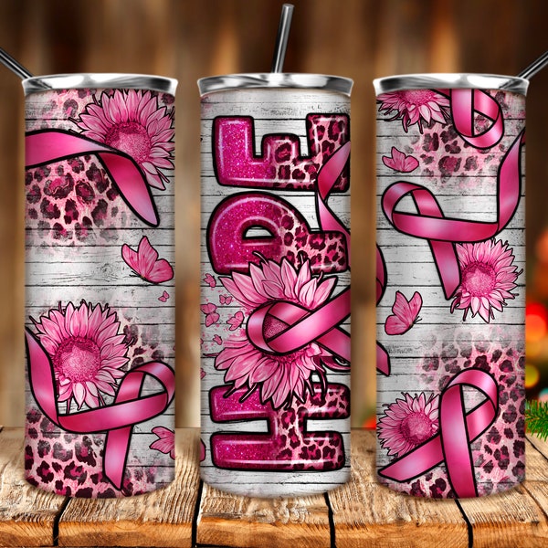 Hope Brustkrebs 20 Unzen skinny tumbler png Sublimation Design download, Brustkrebs png, westlichen Becher png, sublimate designs download