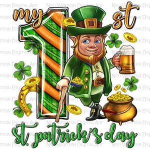 My 1st St. Patrick&#39;s Day png sublimation design download, St. Patricks Day png, western St. Patricks png, my 1st png, sublimate download