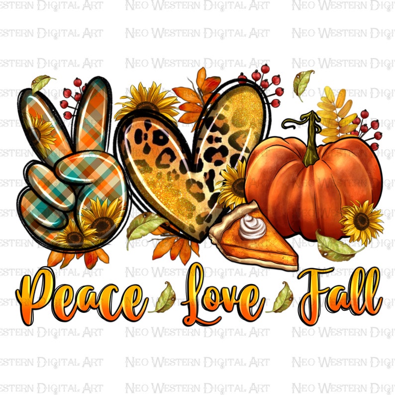 Fall Peace Sign Peace Love Fall Png Sublimation Design Download, Fall Pumpkin Png ...