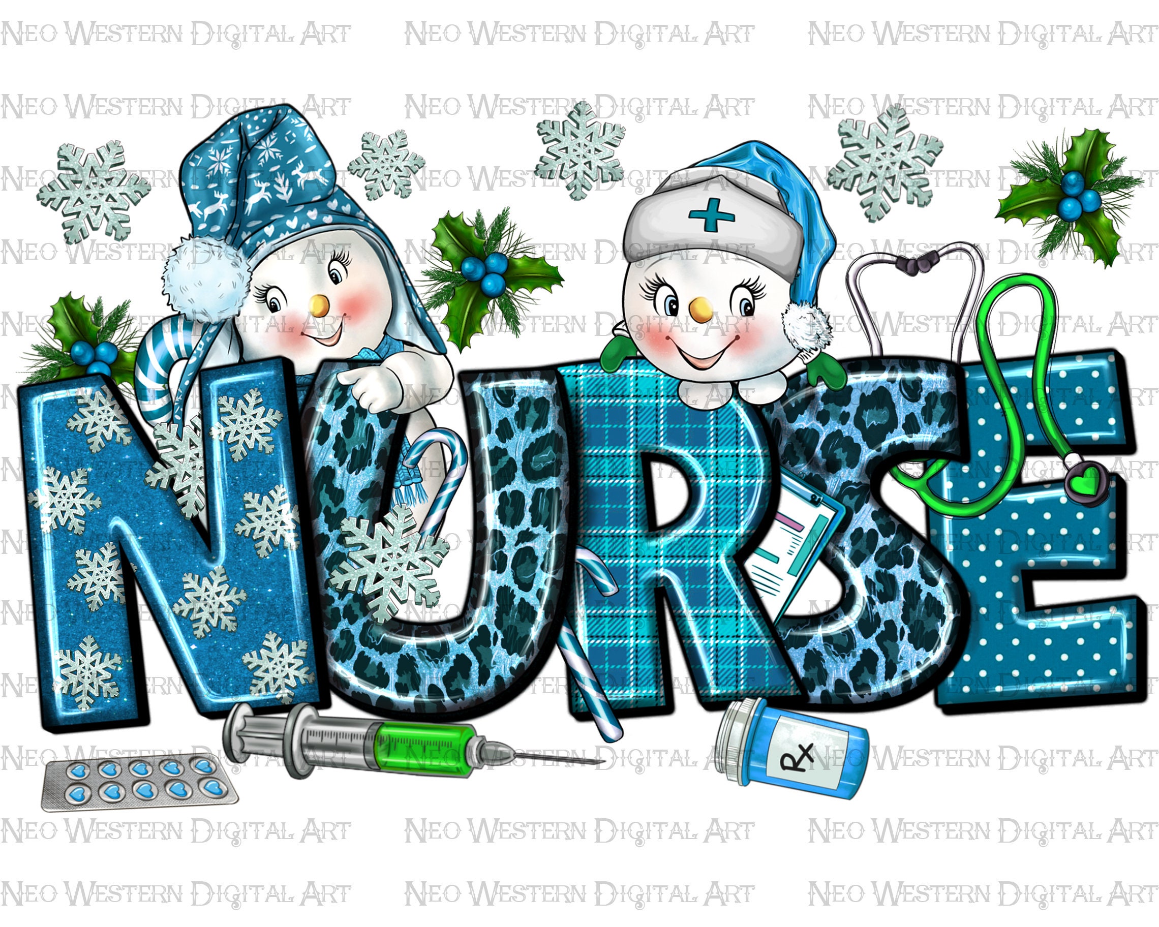 Christmas Tree Xmas Nurse Snowman Snow Holiday Gift Sticker by Haselshirt -  Pixels