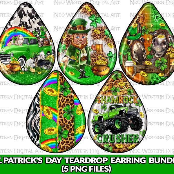 St. Patrick's teardrop earrings bundle png bundle sublimation design download, St. Patrick's Day png, western bundle png, sublimate download