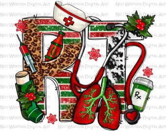RT Respiratory Therapist Natale png sublimazione design download, Natale png, Terapista di Natale png, sublimato disegni scaricare