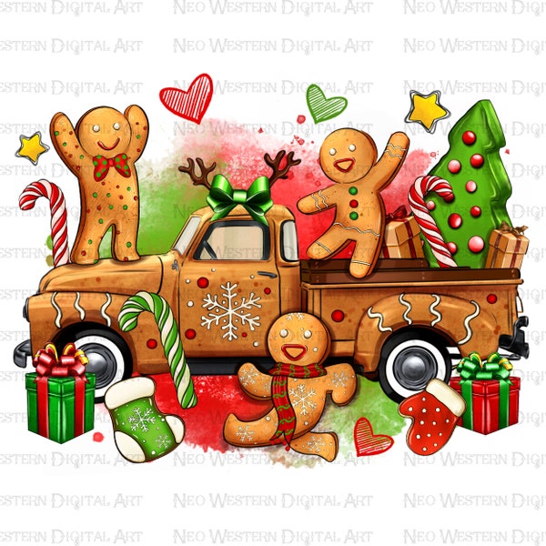 Christmas Gingerbread truck png sublimate designs download, Christmas png, Christmas truck png, Merry Christmas png, designs download