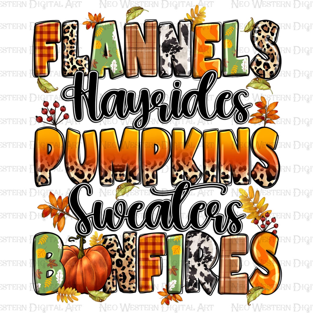 Flannels Hayrides Pumpkins Sweaters Bonfires Png, Fall Pumpkin Png ...