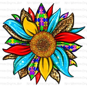 Autismus Sonnenblume png Sublimation Design download, Autismus Bewusstsein png, Autismus Leben png, Autismus Puzzle png, Sublimate Designs download