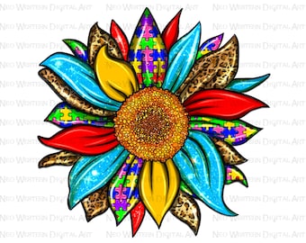 Autism sunflower png sublimation design download, Autism awareness png, Autism life png, Autism puzzle png, sublimate designs download