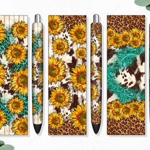 Western sunflower pen wrap png sublimation design download, western pen wrap png, pen wrap png, sublimate designs download
