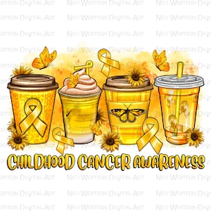 Childhood Cancer Awareness Kaffeetassen png Sublimation Design download, Cancer Awareness png, Childhood Cancer Ribbon png,sublimate download